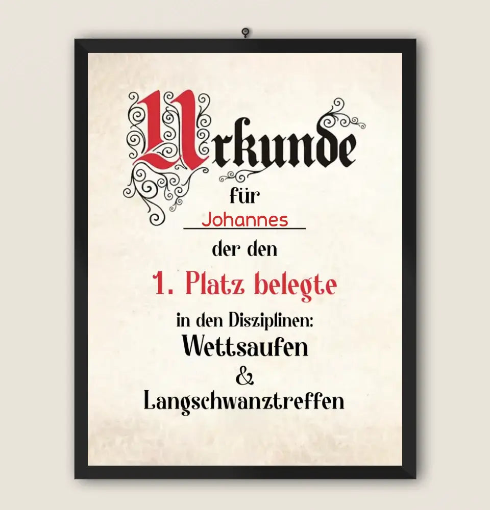 URKUNDE - Personalisierbares Poster