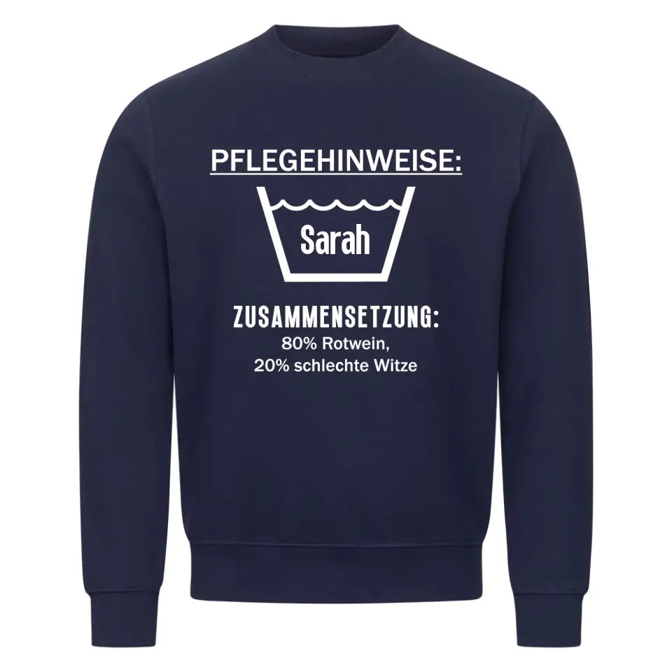 PFLEGEHINWEIS - Personalisierbarer Sweater