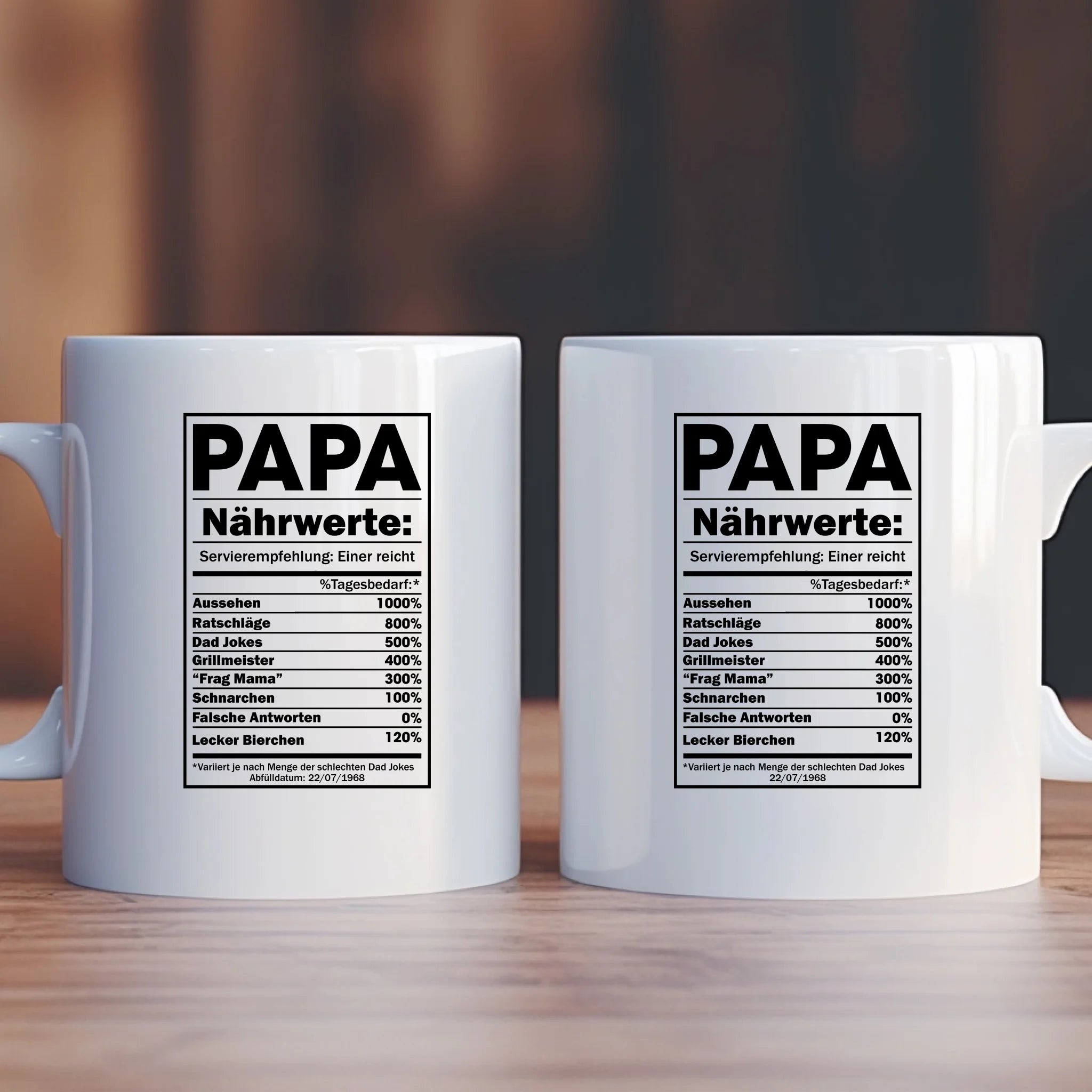 NÄHRWERTE PAPA - Personalisierbare Tasse