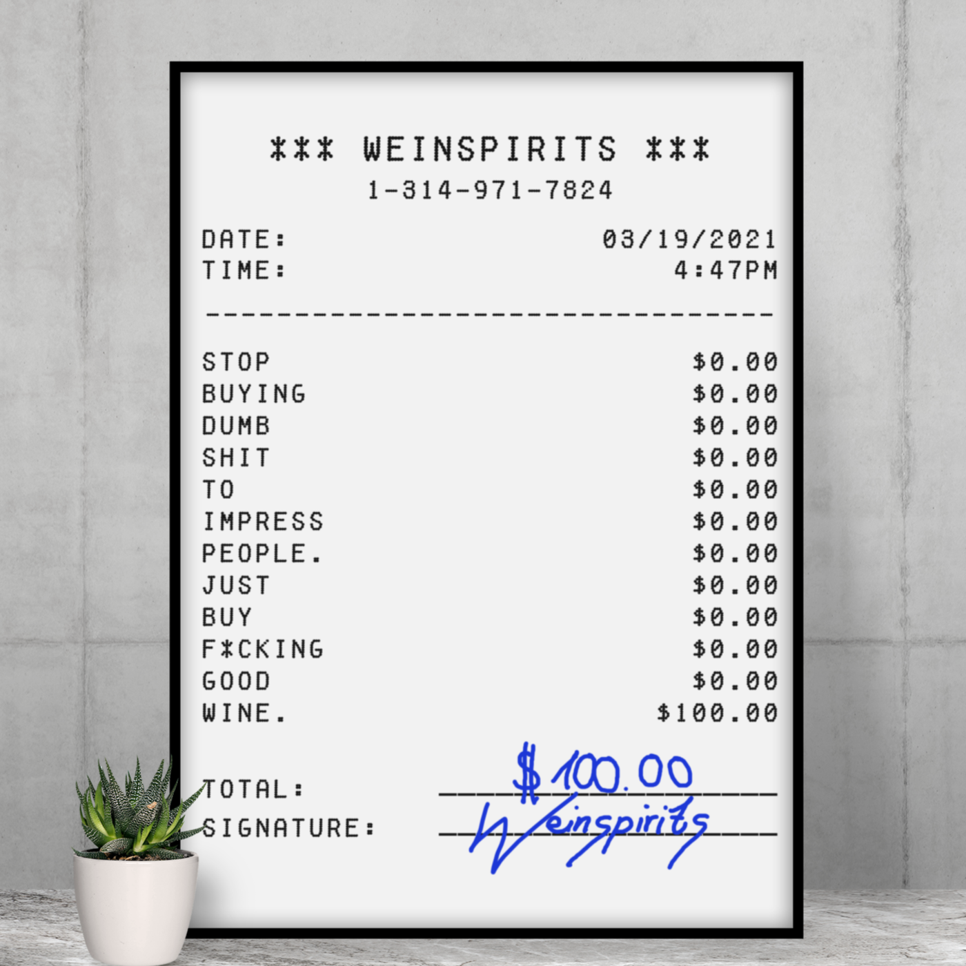 KASSENBON - Premium Poster - Weinspirits