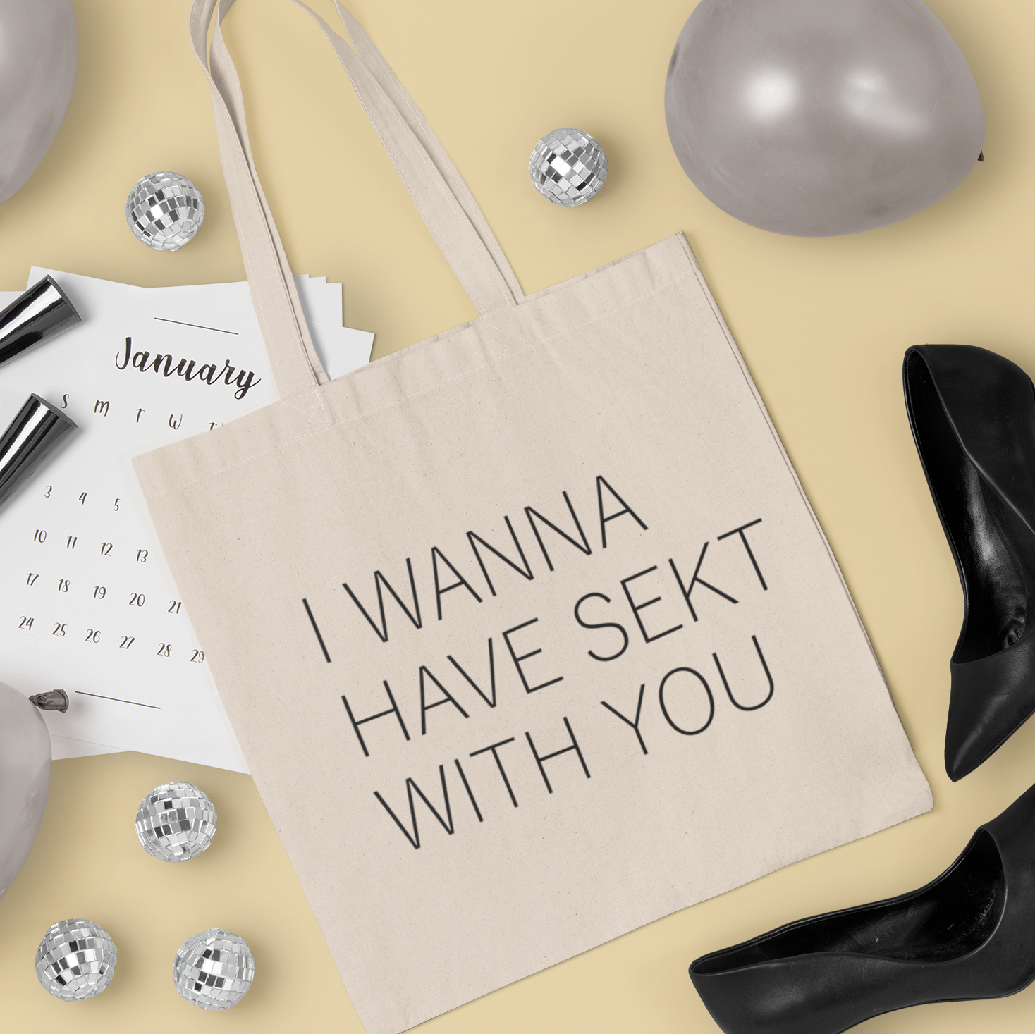 I WANNA HAVE SEKT - Einkaufstasche Biobaumwolle - Weinspirits