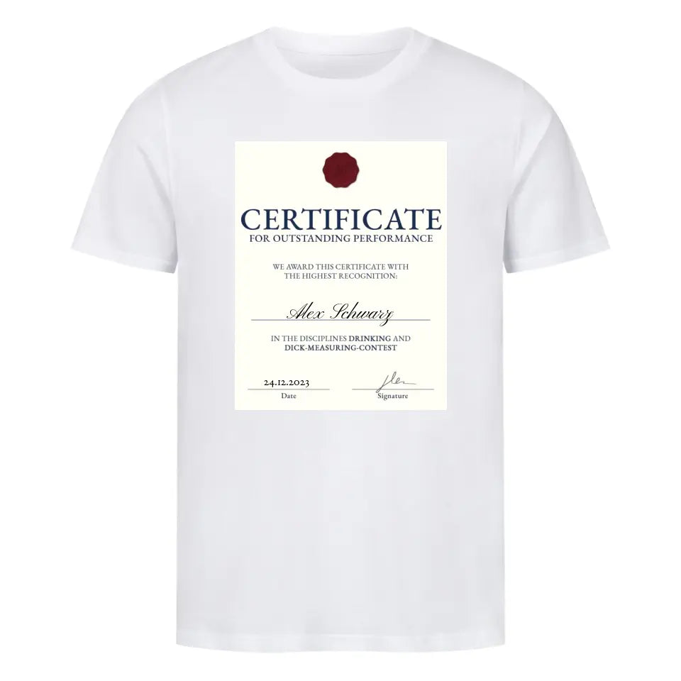 CERTIFICATE - Personalized Tshirt