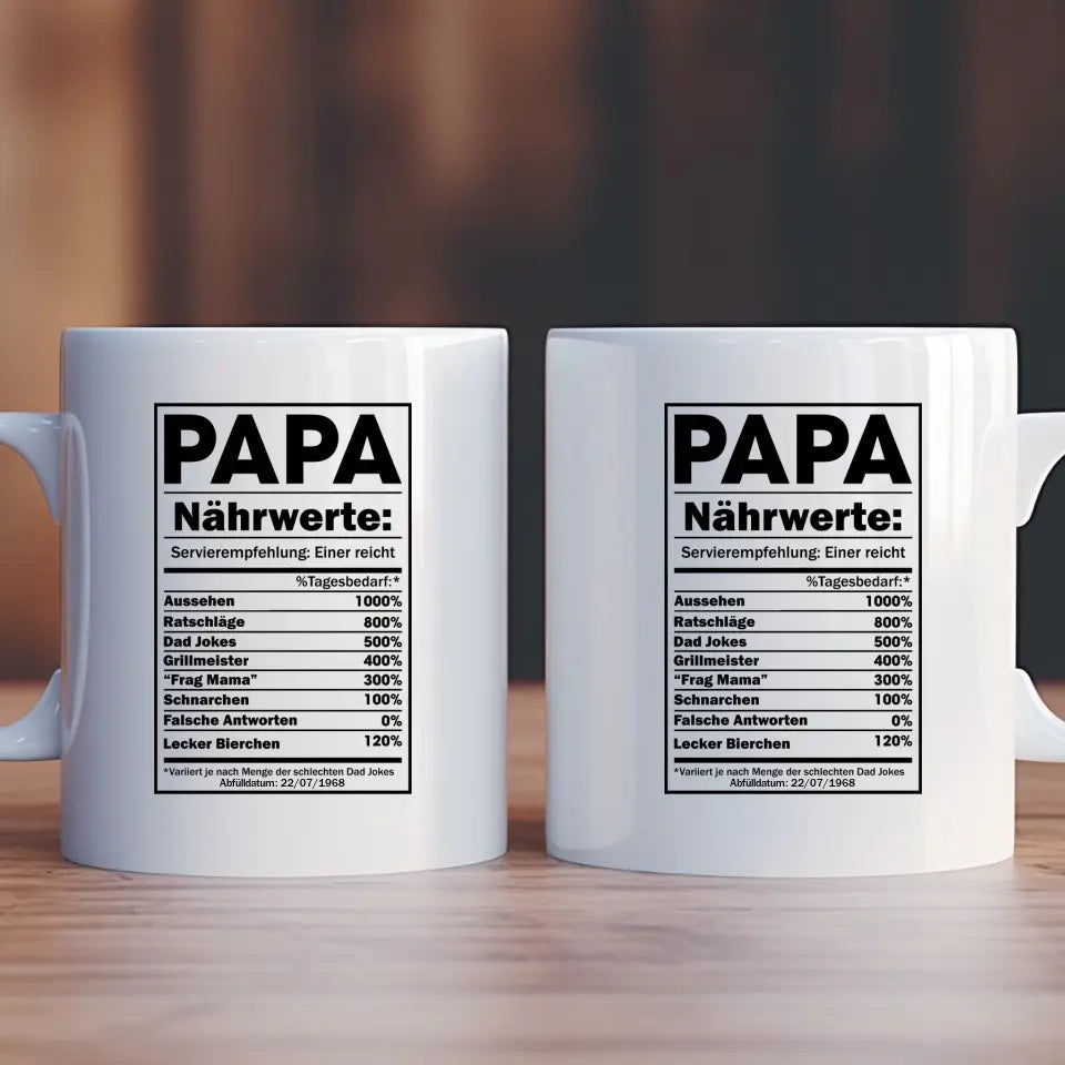 NÄHRWERTE PAPA - Personalisierbare Tasse