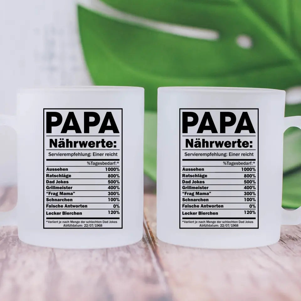 NÄHRWERTE PAPA - Personalisierbare Tasse