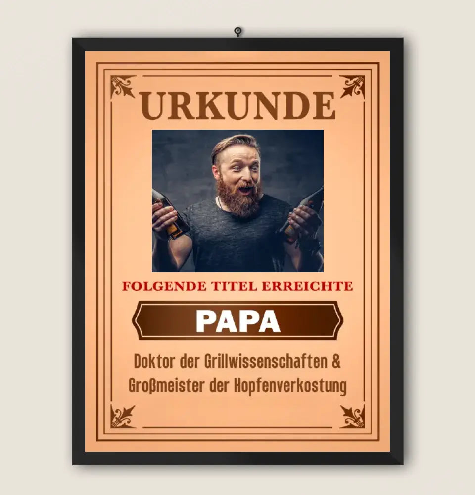 PAPA URKUNDE - Personalisierbares Poster