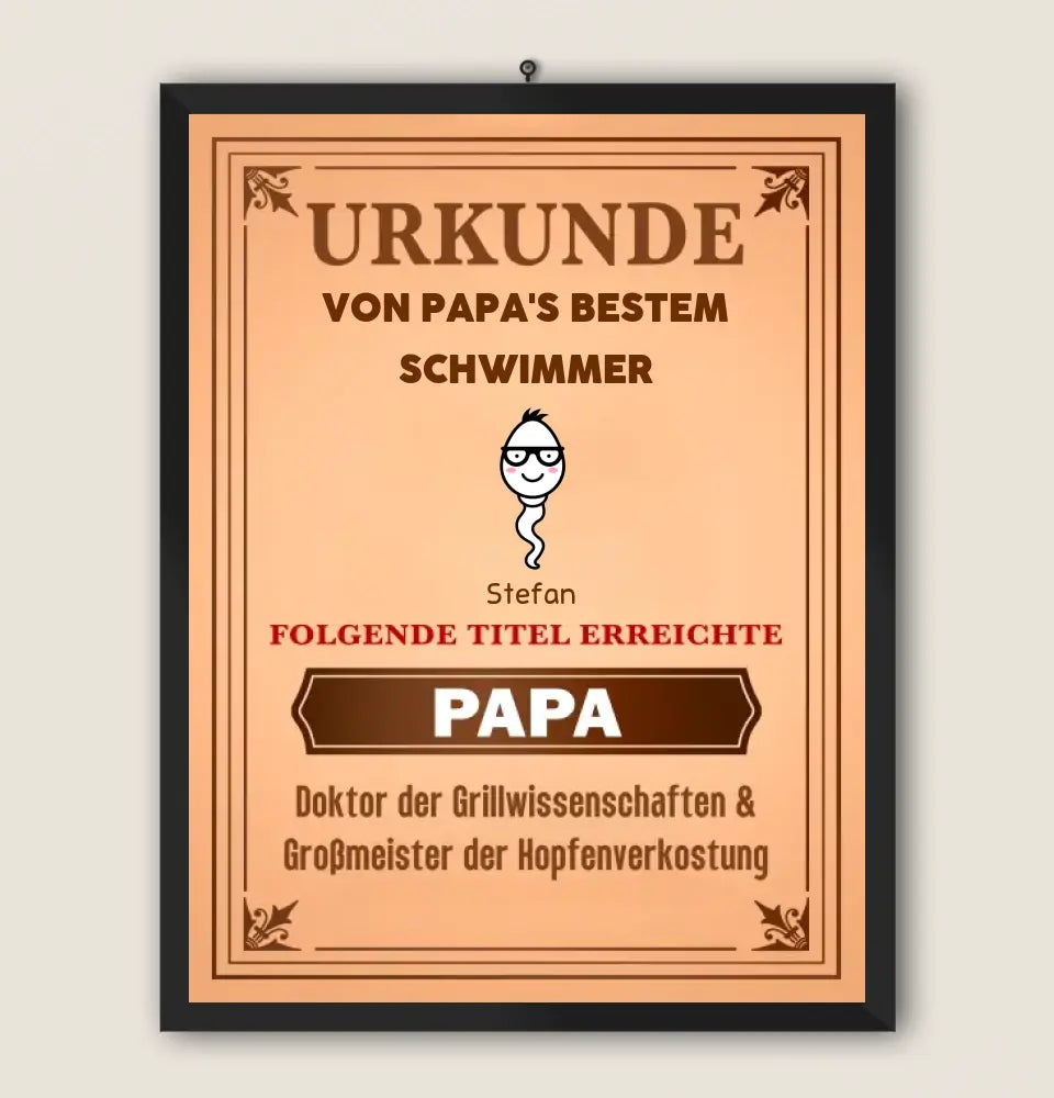 URKUNDE PAPA - Personalisierbares Poster