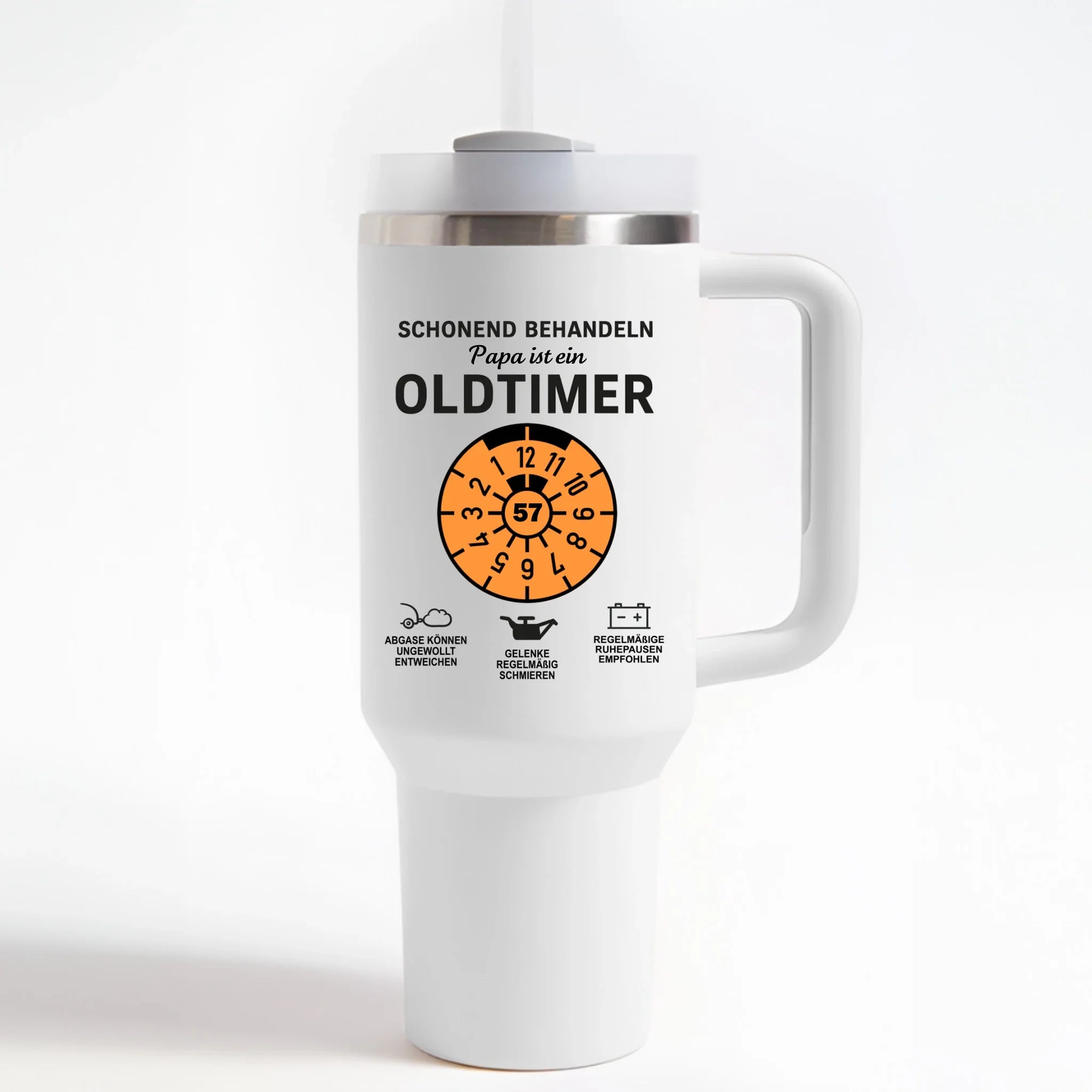 SCHONEND BEHANDELN OLDTIMER - Personalisierbarer Thermobecher