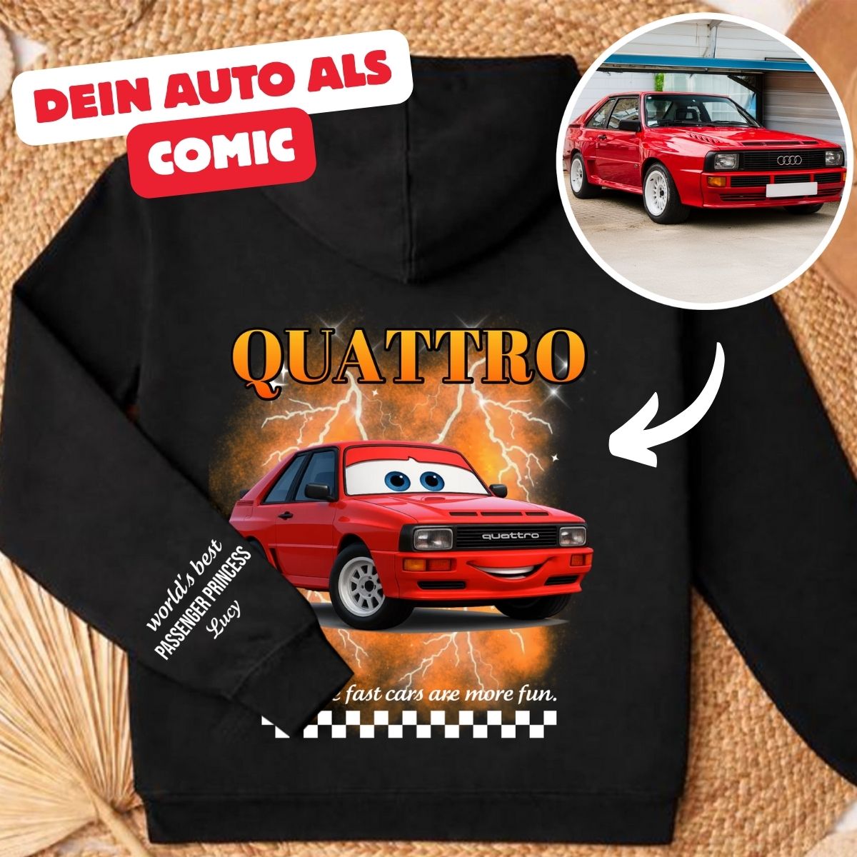 CARS COMIC PASSENGER PRINCESS - Backprint Hoodie mit Ärmeldruck