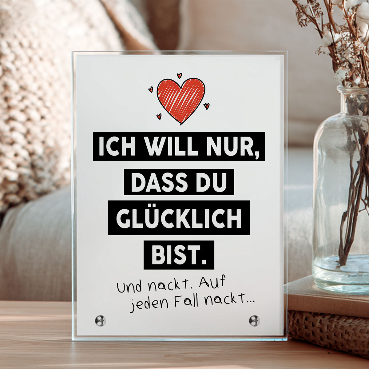 GLÜCKLICH - Glasaufsteller