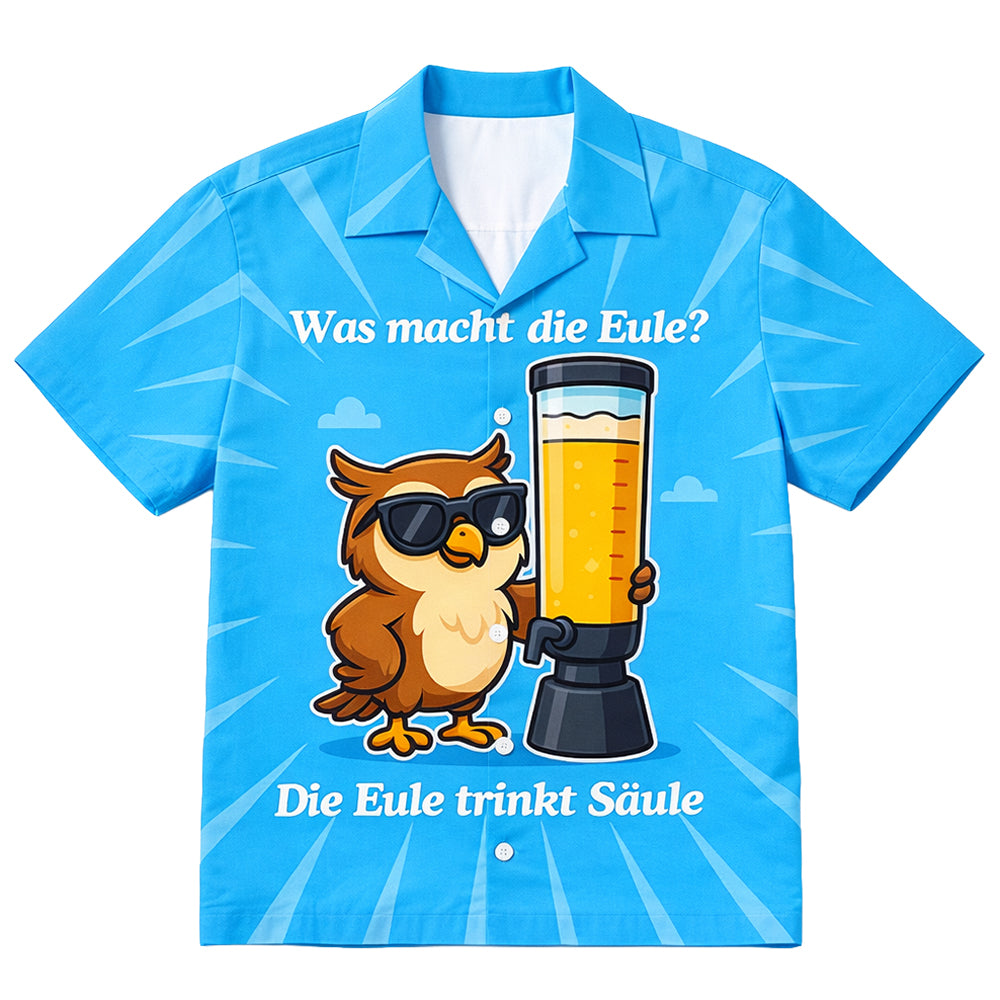 DIE EULE TRINKT SÄULE - Premium Hawaiihemd