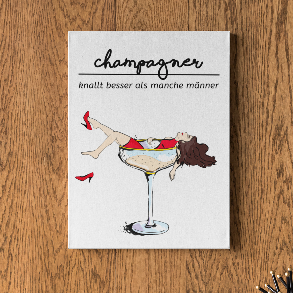 Champagner knallt besser - Premium Leinwand - Weinspirits